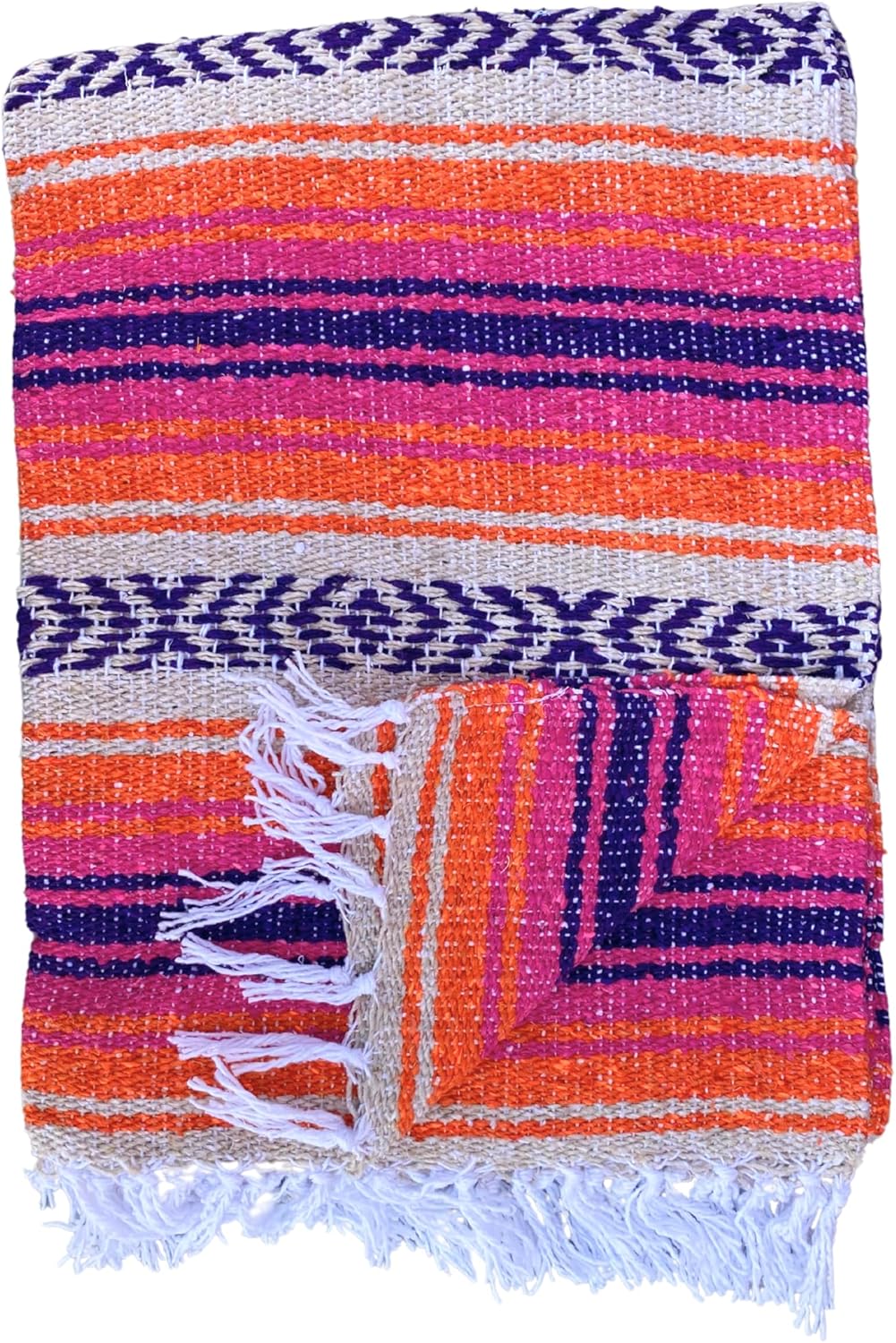Del Mex Classic Mexican Blanket, Large Authentic Woven Falsa Throw (70"x50"), Artisan Southwest Décor for Beach, Yoga, Outdoors (Lavender)