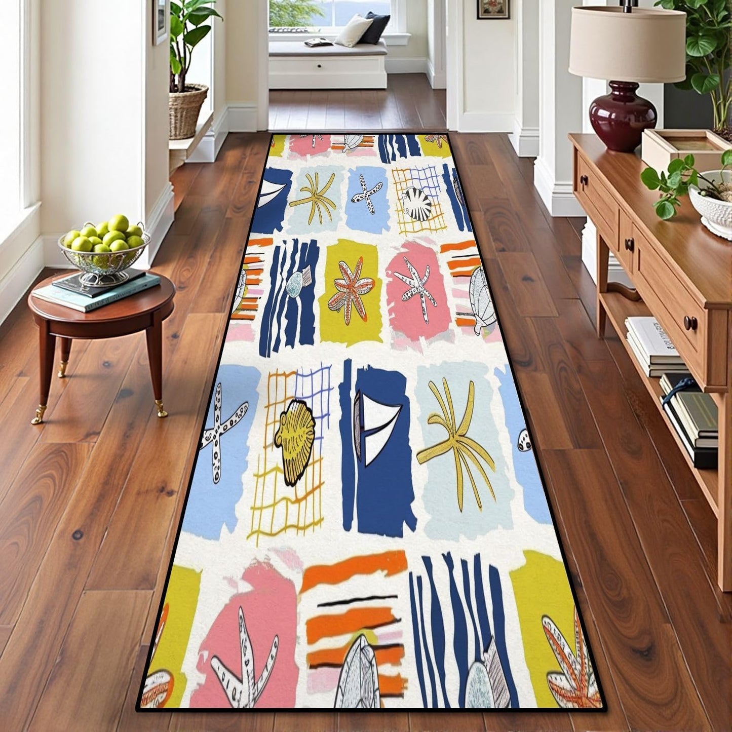 Runner Rug Washable 2x6 Seamless Pattern Fish Swimming Against Current Against Crowd Non-Slip Hallway Area Rug Indoor Outdoor Home Decor for Entryway Bathroom Kitchen Carpet Yoga Floor Mat