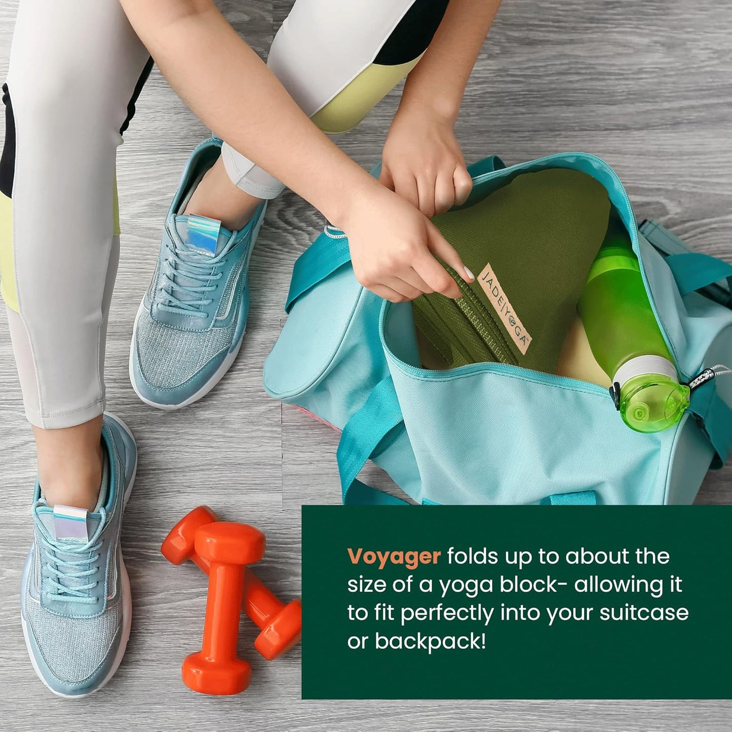 JadeYoga Voyager Yoga Mat - Lightweight & Portable Rubber Yoga Mat - Non-Slip Exercise Mat for Women & Men - Great for Yoga, Home Workout, Gym Fitness, Pilates, Stretching, and More