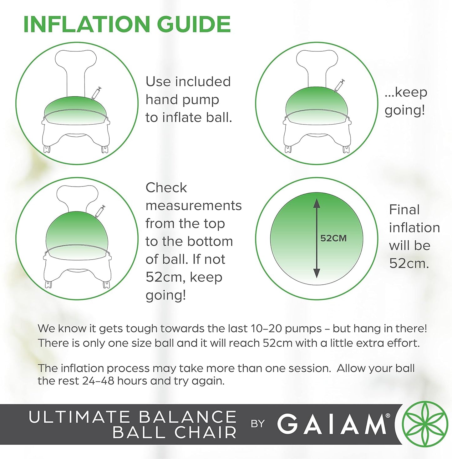 Gaiam 610-6002RTL Balance Ball Chair - Classic Yoga Ball Chair with 52cm Stability Ball, Pump & Exercise Guide for Home or Office, Black