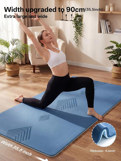 EaseUp Large yoga mat,73’x35.5’x0.4’,extra thick and wide,10mm pilates mat,non-slip exercise mat,workout mats for home gym