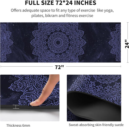 nuveti Yoga Mat Print Extra Thick TPE Non Slip Fitness Exercise Mat with Carrying Bag,72"x24" Extra Thick 6MM Exercise & Workout Mat for Yoga, Pilates Fitness and Floor Exercises - Colors A