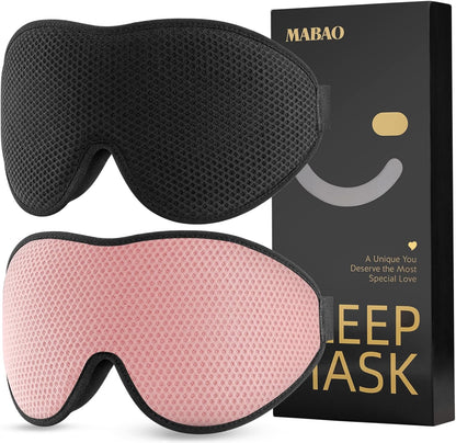 MABAO Sleep Mask for Side Sleeper, Eye Mask for Sleeping Women Men, 3D Contoured Cup No Eye Pressure 100% Light Blocking Sleeping Mask with Adjustable Strap Night Blindfold Flight, Travel, Nap, Black