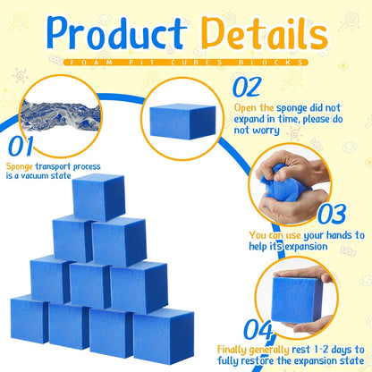 Treela Foam Pit Blocks, Foam Gym Cubes, 4 x 4 x 4 in Protective Trampoline Padding for Gymnastics, Parkour Courses, Trampoline Arenas, BMX