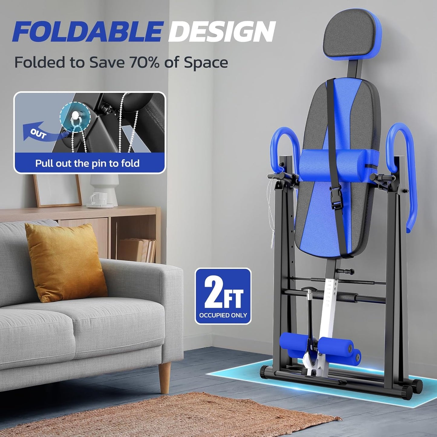 YOLEO Gravity Inversion Table for Back Pain Relief 2026 New Inversion Table w/Lumbar Support Easy to Assemble Back Stretcher Machine 300 lbs