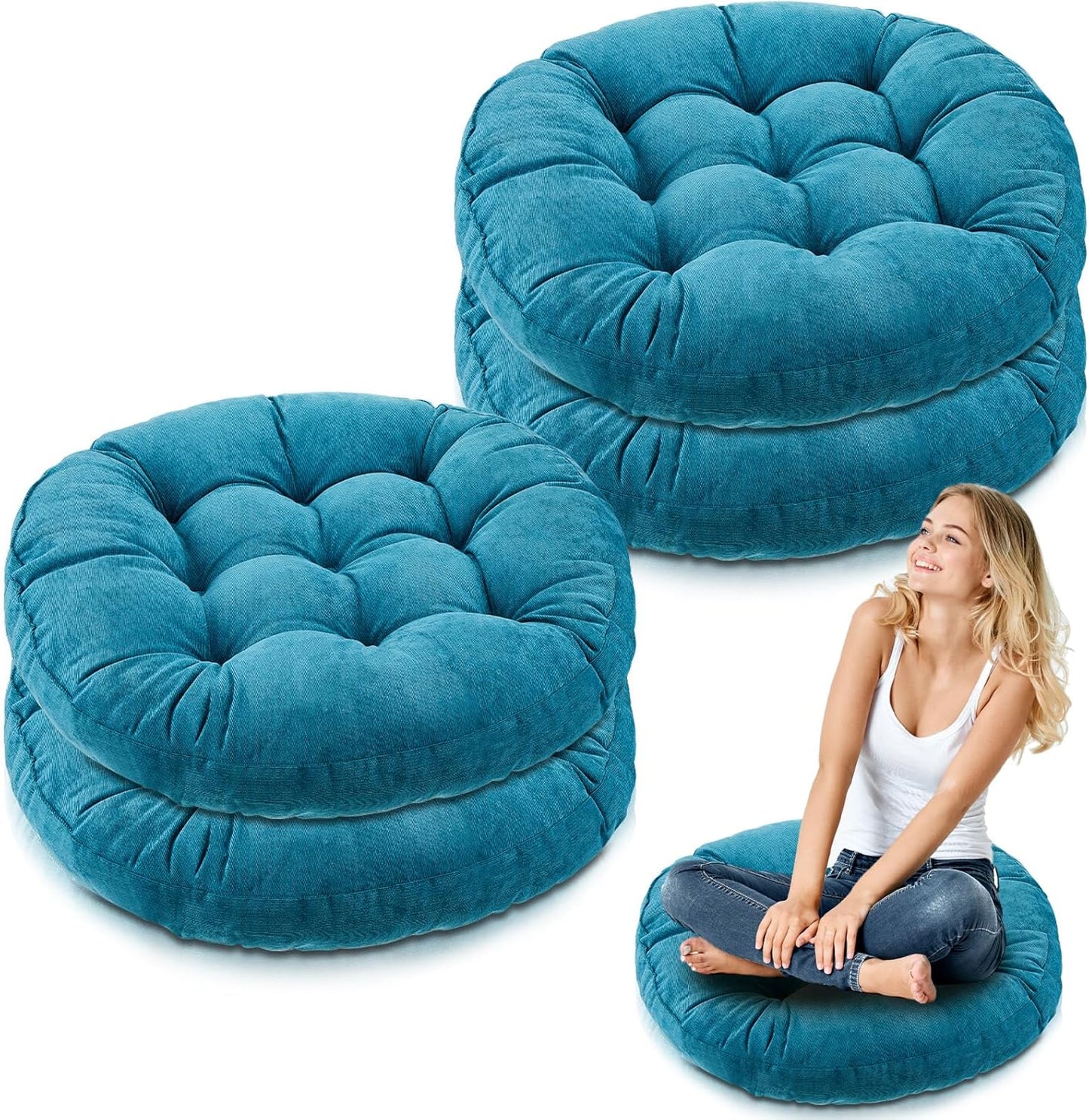 Jerify Floor Pillow Cushions Large Round Square Large Meditation Floor Pillow for Classroom Adult Meditation Picnic Party Seating Learning Daycare School(Square,Mixed Colors,4 Pcs)