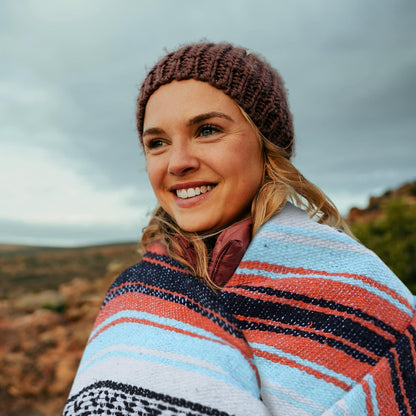 Hydration Nation Authentic Large Handwoven Mexican Blanket - Soft Yoga - Durable Serape - Lightweight Falsa, Beach, Camping, Picnic, Outdoor 70"x50" - Mandarin