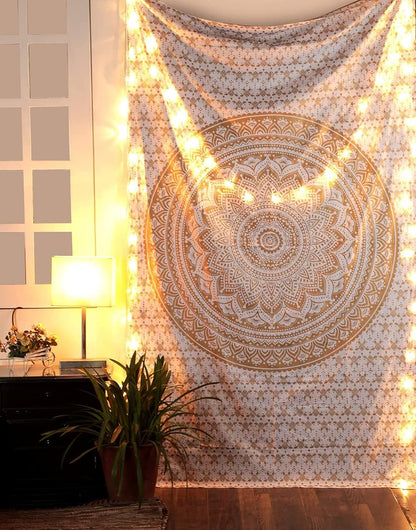 raajsee Indian Cotton Green Tapestry Mandala Wall Hangings- Tapestry For Bedroom - Indie Wall Tapestry Hippie Room Decor - Boho Small Tapestrys Aesthetic 30x40 Inches