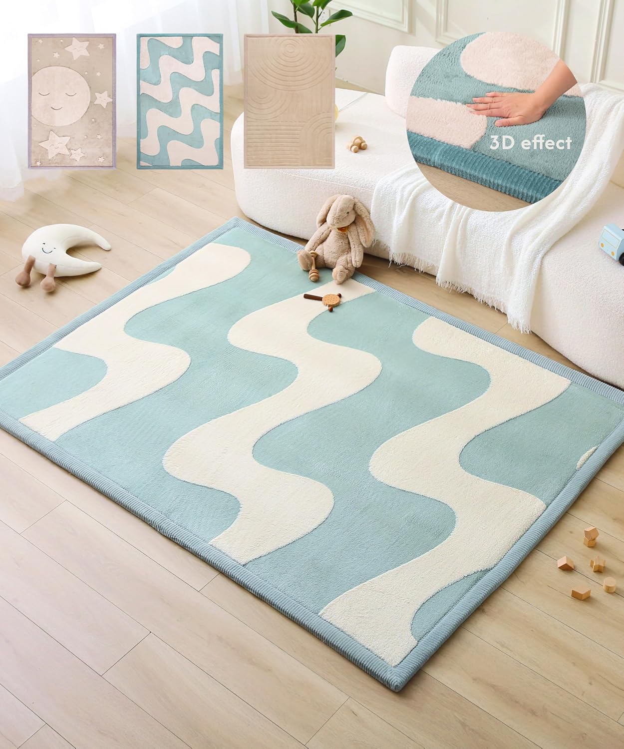 Hakuna Matte CloudSoft Mat for Floor 60" x 80" Beige – Coral Velvet Memory Foam Rug – Non-Slip, Water-Resistant