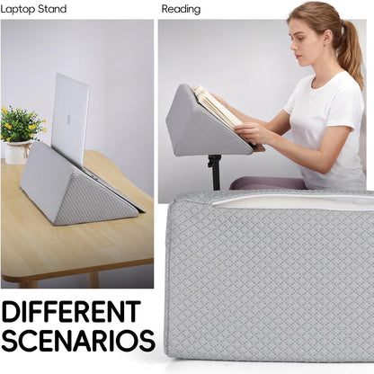 Small Wedge Pillow for Sleeping, Yoga, Meditation, Stretching, Small Wedge Pillow for Chair and Bed - Provide Support and Relieve Fatigue, Wedge Pillows for Bed Sores, Leg Elevation (Grey)
