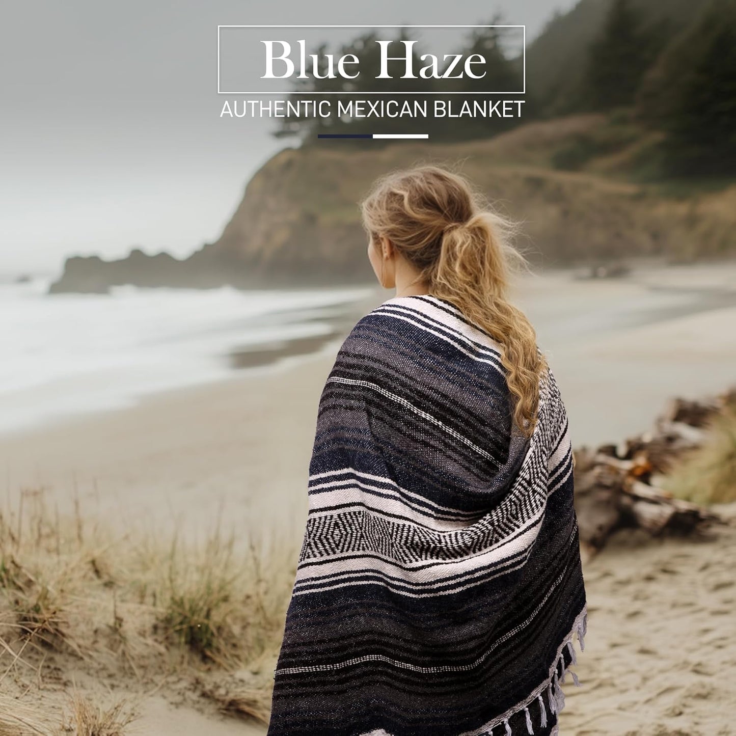 Hydration Nation Authentic Large Handwoven Mexican Blanket - Soft Yoga - Durable Serape - Lightweight Falsa, Beach, Camping, Picnic, Outdoor 70"x50" - Mandarin