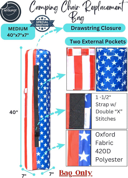Replacement Bag for Folding Camping Chair, Portable Camp Chair, Hammock, Yoga Mat, Umbrella, Tents, Tripods, Fishing Poles - 420D Oxford Polyester Fabric