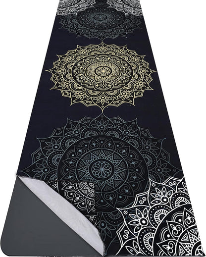 Yoga Mat Towel with Corner Pockets - Microfiber Yoga Towels for Hot Yoga Non Slip Moisture Wicking Sweat Absorbent, Tree of Life Yoga Towel Easy for Travel, Use in Hot Yoga,Bikram,Pilates and Fitness