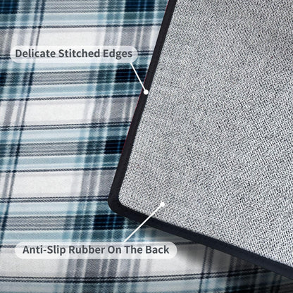Runner Rug Washable 2x6 White Navy Blue Green Tartan Plaid Scottish Texture from Tartan Plaid Non-Slip Hallway Area Rug Indoor Outdoor Home Decor for Entryway Bathroom Kitchen Carpet Yoga Floor Mat