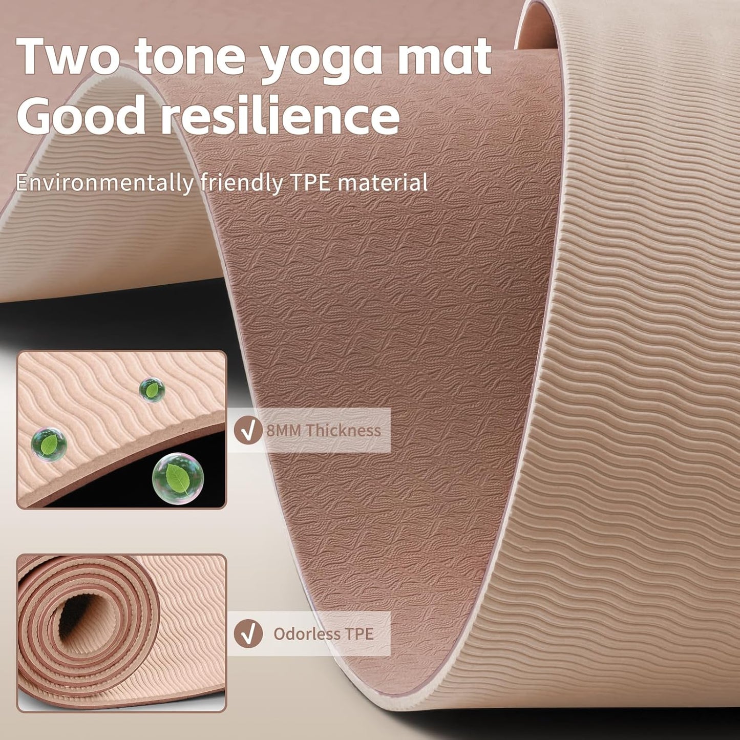 PAIDU Yoga Mat 8mm Super Thick TPE Fitness Mat | SGS Certified | Non-Slip, Odorless & Tear-Resistant | Unisex with Strap | for Yoga, Pilates, Meditation & Home Workouts