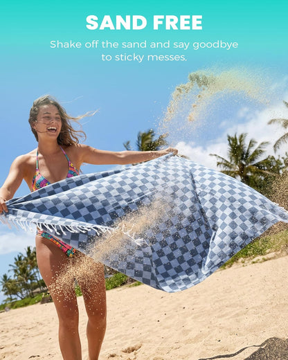 2 Packs Checkered Plaid Yoga Blanket Turkish Towel Extra Large Meditation Supplies Mat Cover Beach Blanket Women Birthday Gift for Mom Wife Sister Girlfriend Mother Adult Friend Husband Son Daughter
