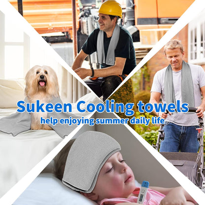 Sukeen [4 Pack Cooling Towel (40"x12"), Soft Breathable Chilly Microfiber Towel for Yoga,Sport,Running,Gym,Workout,Camping,Fitness,Workout & More Activities