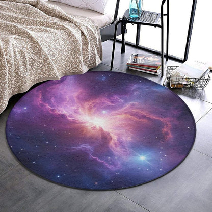 Soft Round Yoga Carpet, Office Chair Decor Round Mat for Carpet and Hardwood Floors Purple Butterfly