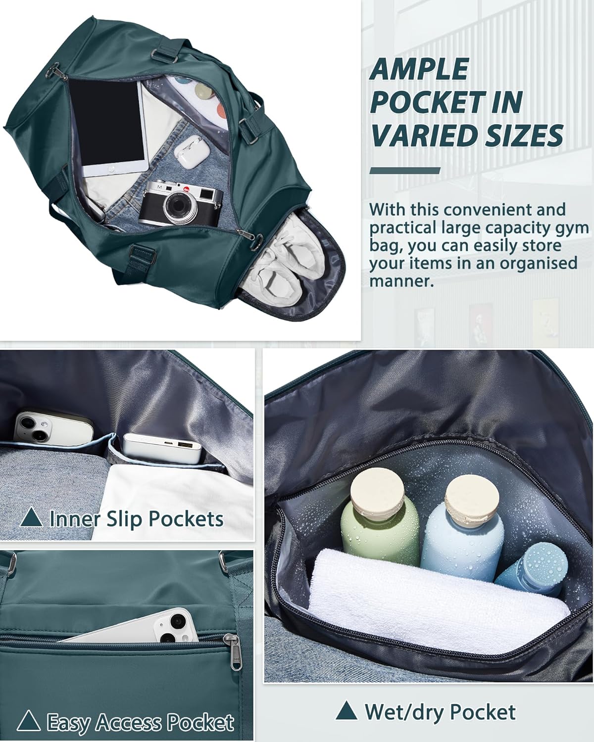 Gym Bag Womens Mens with Shoes Compartment and Wet Pocket Travel Duffel Bag for Women for Plane Sport Gym Tote Bags Swimming Yoga Waterproof Weekend Overnight Carry on Bag Hospital Holdalls - Colors B