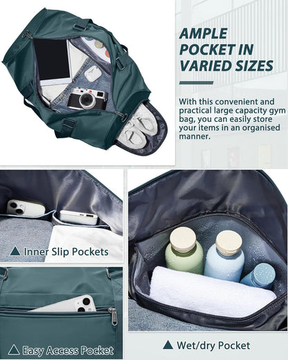 Gym Bag Womens Mens with Shoes Compartment and Wet Pocket Travel Duffel Bag for Women for Plane Sport Gym Tote Bags Swimming Yoga Waterproof Weekend Overnight Carry on Bag Hospital Holdalls - Colors B