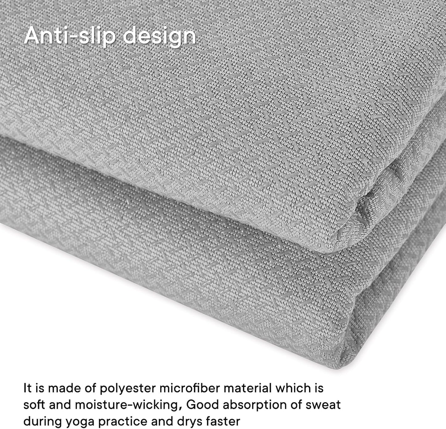 Hot Yoga Towel with Grip Dot, Non Slip Sweat Absorbent Microfiber Yoga Mat Towels for Hot Yoga, Pilates, Fitness and Workout 72inch x 24inch