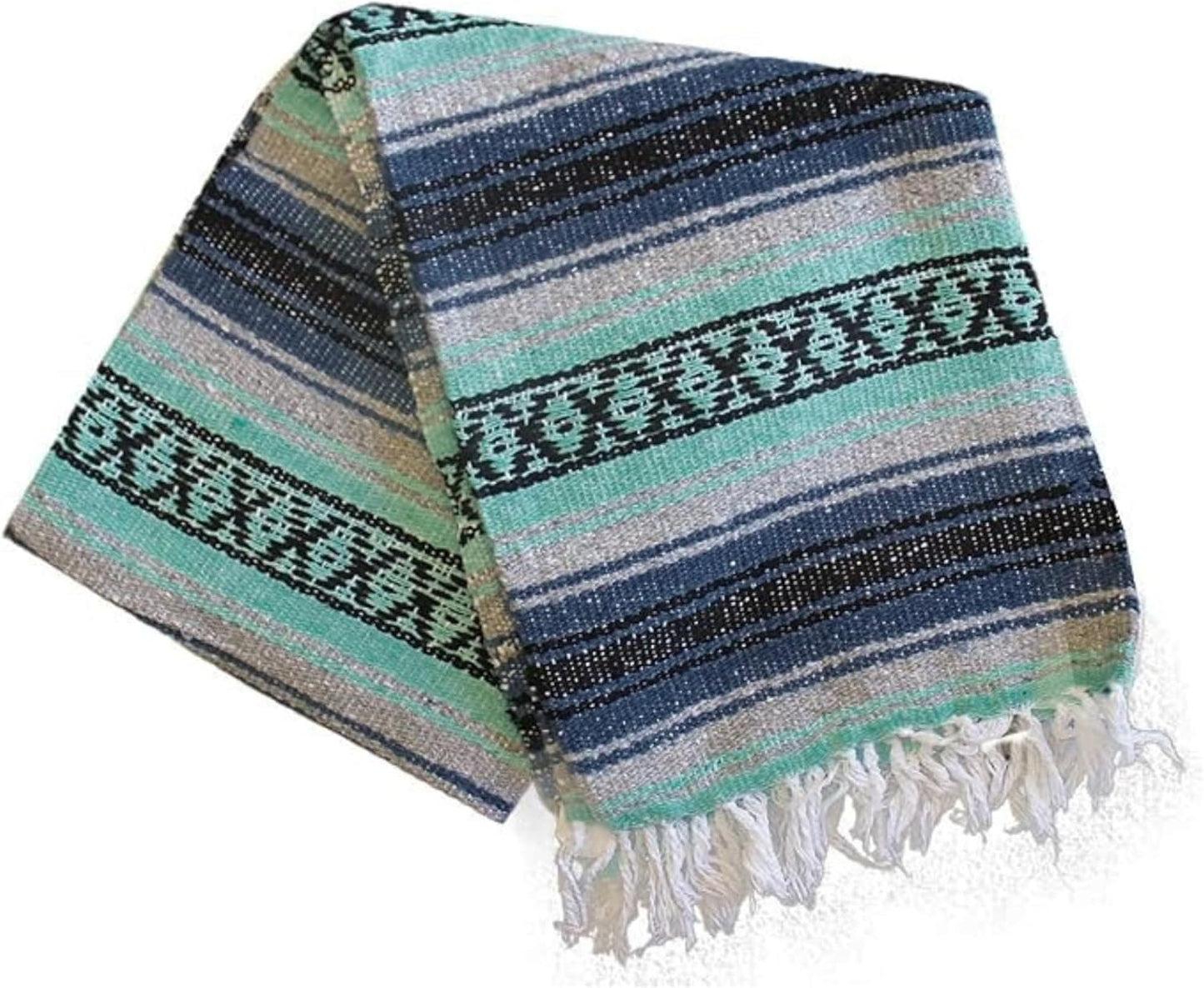 Del Mex Classic Mexican Blanket, Large Authentic Woven Falsa Throw (70"x50"), Artisan Southwest Décor for Beach, Yoga, Outdoors (Lavender)