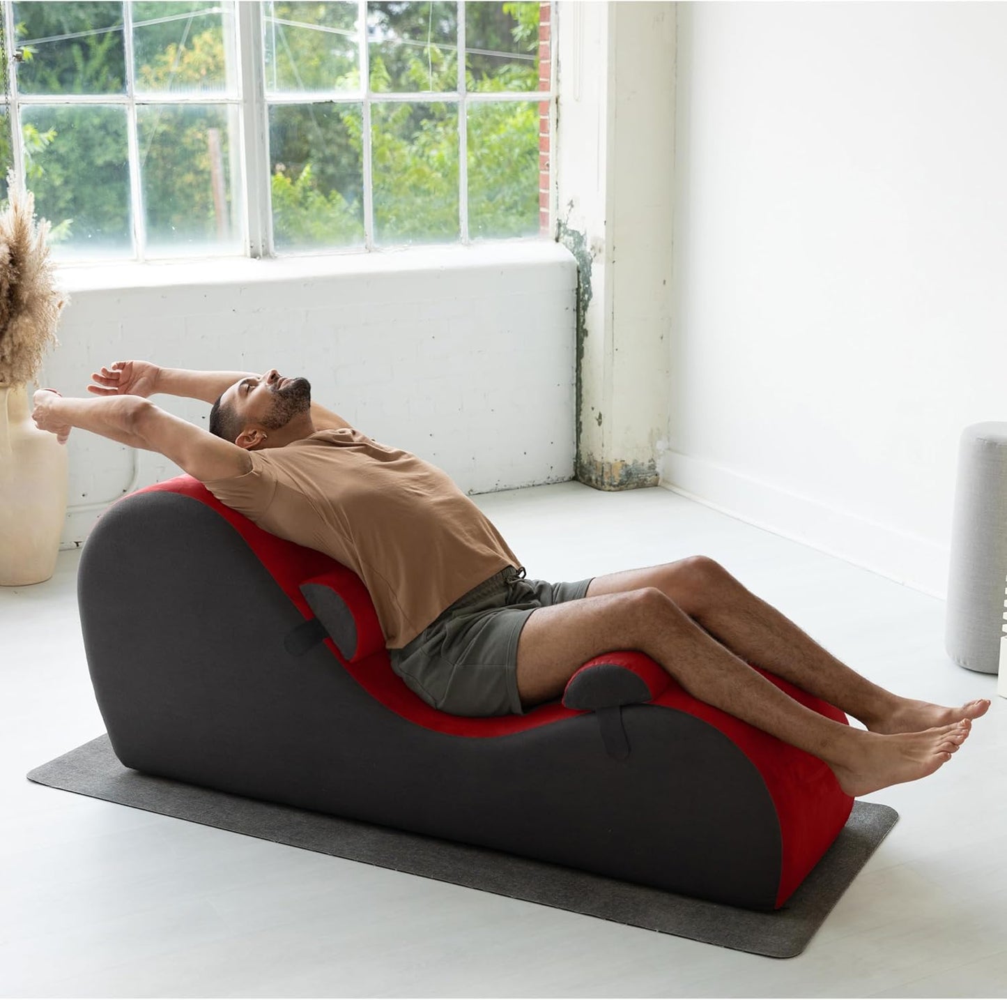Avana Chakra Yoga Chaise - 2 Adjustable Headrests & Handles with Adjustable Straps, Micro-Velvet/Microloop, Grey & Grey