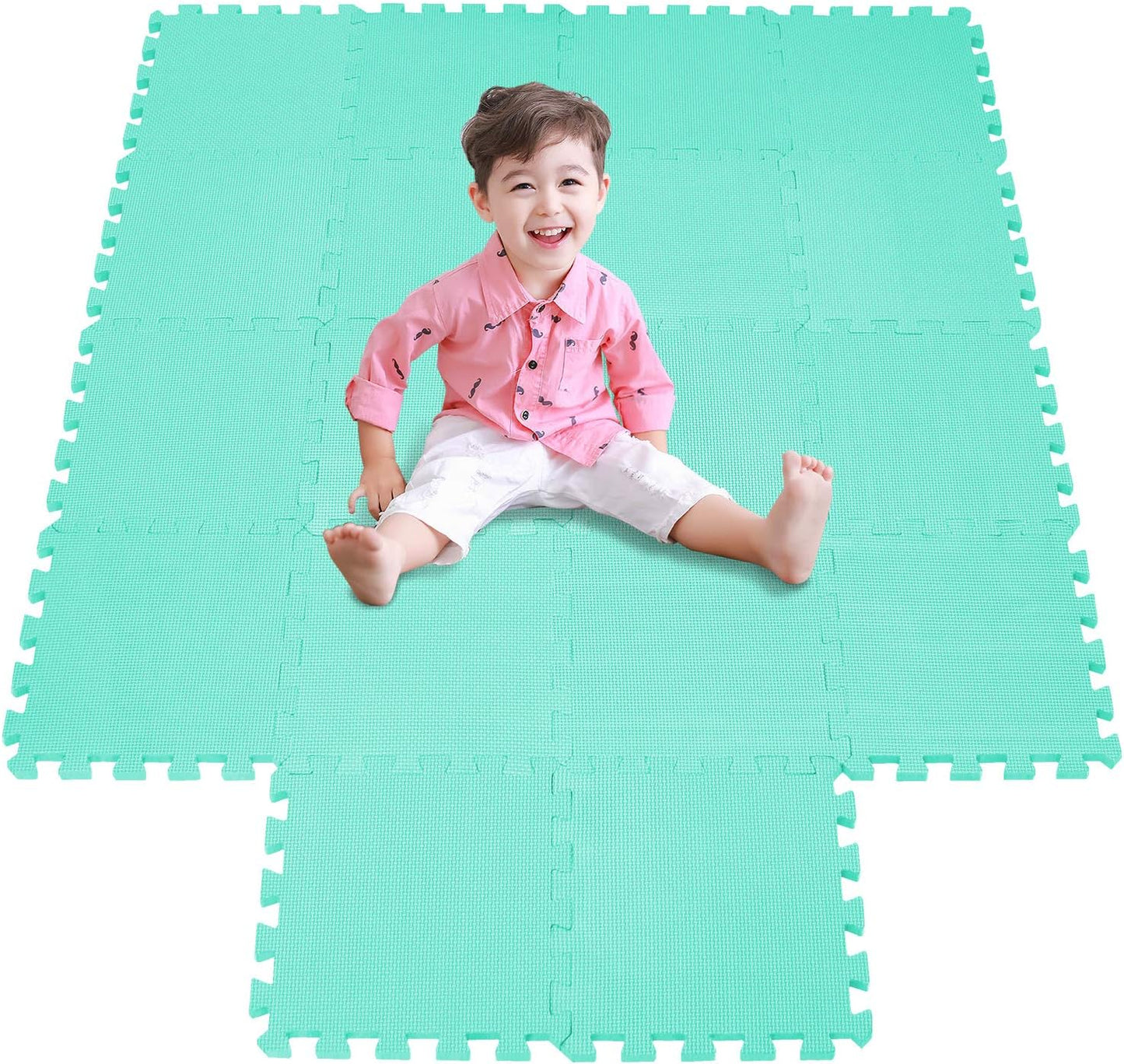 meiqicool Foam Play Mat Thick Soft EVA Interlocking Foam Floor Mats Children Yoga Exercise Multi Jigsaw Puzzle Blocking Board Kids Playmats Play Grey 18 Piece L