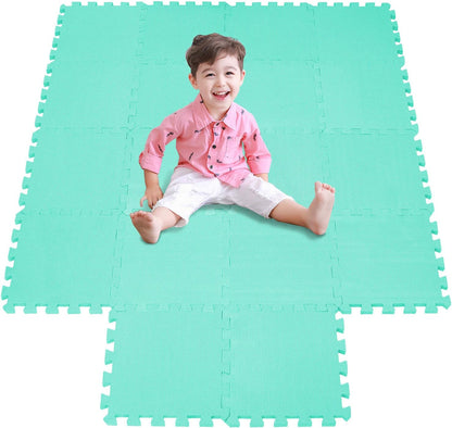 meiqicool Foam Play Mat Thick Soft EVA Interlocking Foam Floor Mats Children Yoga Exercise Multi Jigsaw Puzzle Blocking Board Kids Playmats Play Grey 18 Piece L