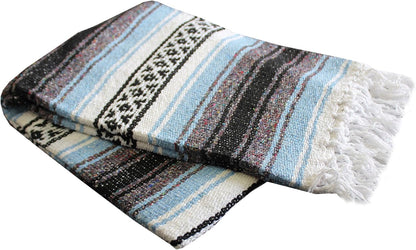 Del Mex Classic Mexican Blanket, Large Authentic Woven Falsa Throw (70"x50"), Artisan Southwest Décor for Beach, Yoga, Outdoors (Lavender)