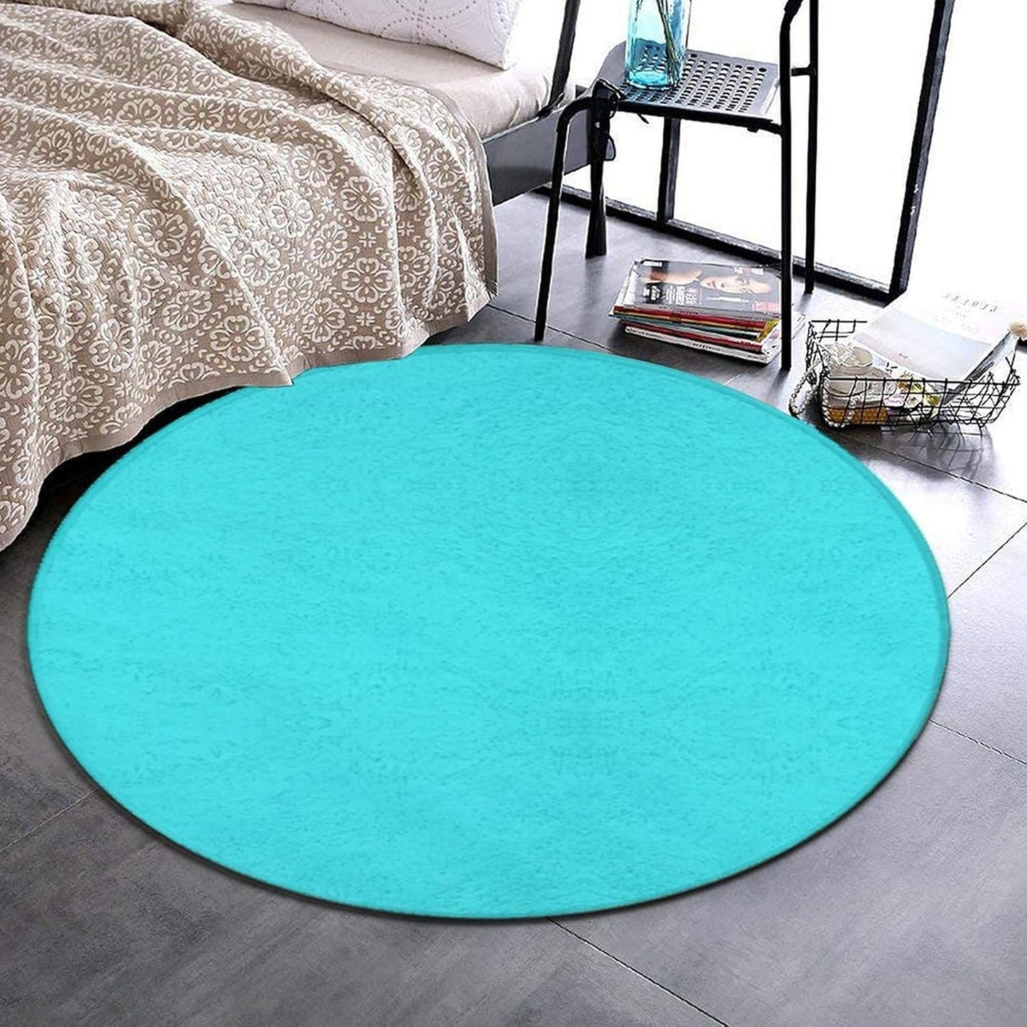 Machine Washable Modern Round Area Rug, Room Sofa Yoga Soft Round Carpet, Home Decor Non Slip Kitchen Office Circle Rug Grey, 24inch
