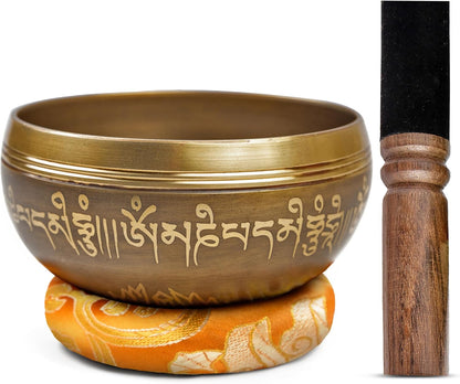 Tibetan Singing Bowl Set Brass - Master Healing Grade - Authentic Handcrafted Sound Bowl by Himalayan Bazaar