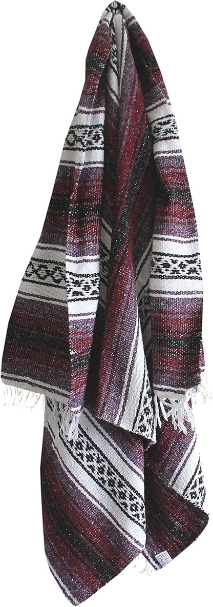 Del Mex Classic Mexican Blanket, Large Authentic Woven Falsa Throw (70"x50"), Artisan Southwest Décor for Beach, Yoga, Outdoors (Lavender)