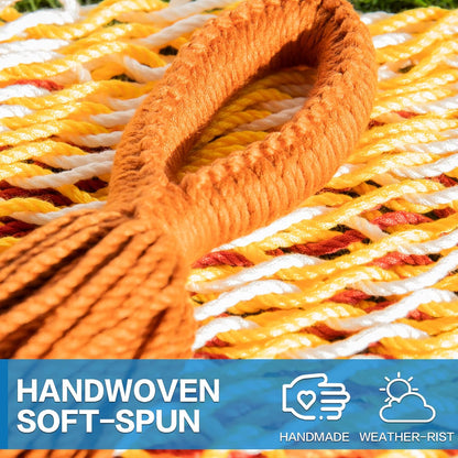 PNAEUT Handwoven Mayan Hammocks, Double Rope Hammock for Outdoor Outside & Indoor, Thick Soft 600 lbs Capacity Heavy-Duty, Includes Tree Straps, Carabiners & Carrying Bag (Nature, X-Large)