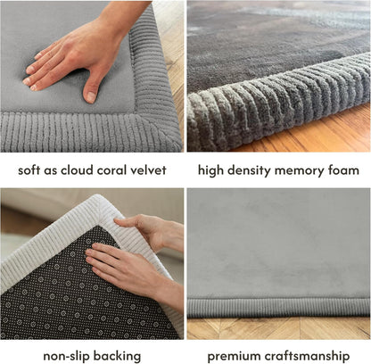 Hakuna Matte CloudSoft Mat for Floor 60" x 80" Beige – Coral Velvet Memory Foam Rug – Non-Slip, Water-Resistant
