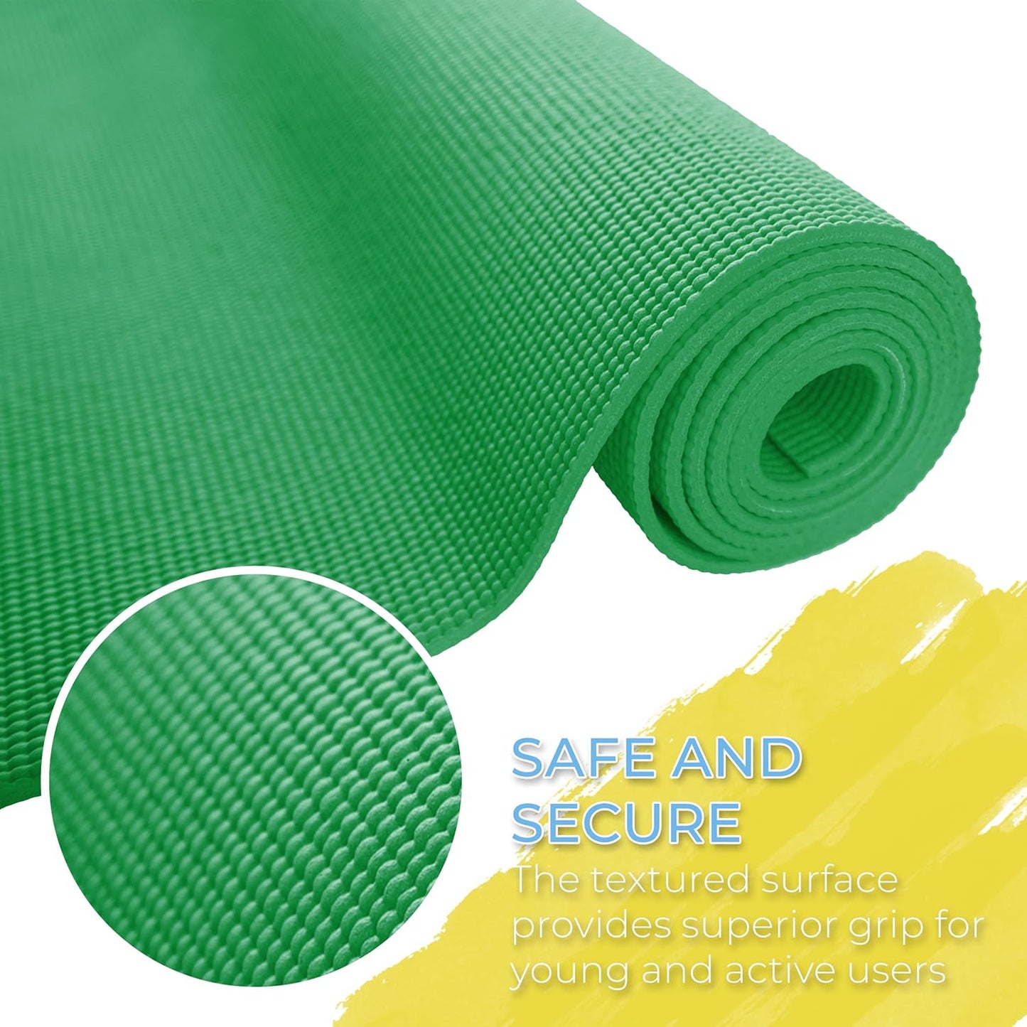 Kids Yoga Mats, 60" x 24" Exercise Mats, 4mm Non Slip Yoga Mat for Boys and Girls, Easy to Clean Kid's Workout Mat, 10 Pack