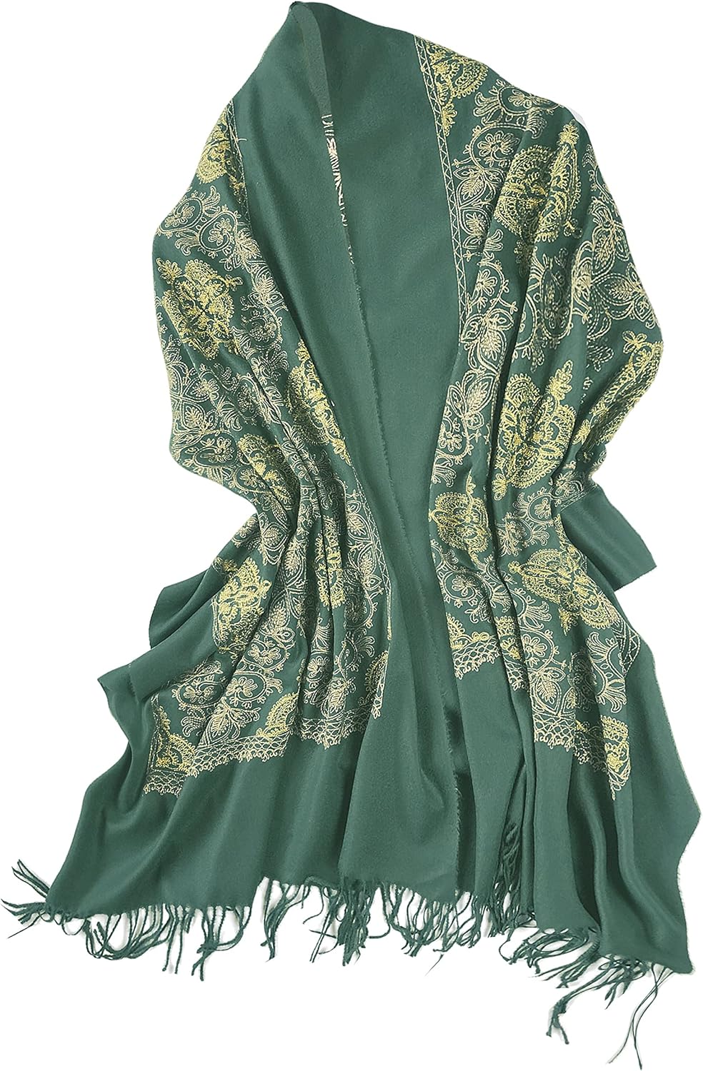 Urban CoCo Women's Embroidered Oversize Tassel Shawl Scarf Wraps for Women