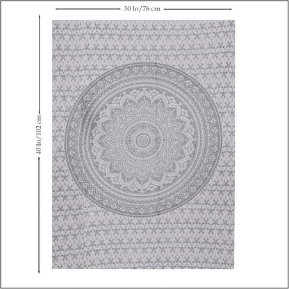THE ART BOX Original Gold Tapestry Wall Hanging Mandala – Cotton Throw Tapestry – Boho Bedding White and Gold Medium Bedspread 54x60 Inches – Meditation & Yoga Rug Mat