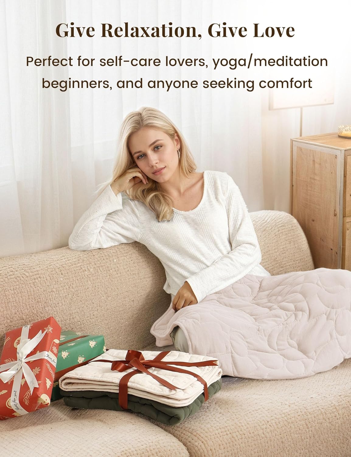 ZonLi Weighted Lap Blanket 5lbs for Meditation, Yoga, Napping, Sleeping and Travel, Cotton Weighted Blanket for Adults,Skin Friendly & Machine Washable, 29x24 inches, Light Gray