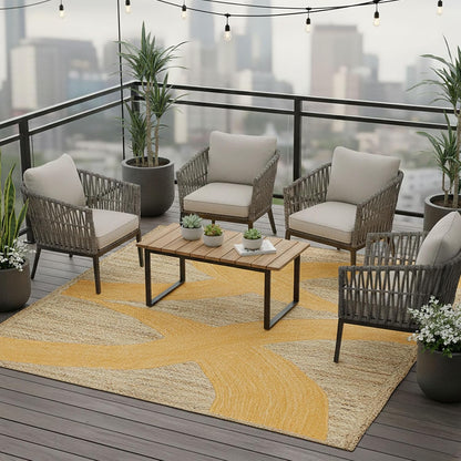 Premium Quality Jute Rug 4x6 Feet Area Rug Natural Fiber Jute Rugs Thick 0.27" Black Abstract Pattern Geometric Rugs for Kids Room, Living Room, Yoga Mat, Indoor Outdoor Carpet - Colors C