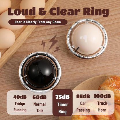 Planet-Shaped Mechanical Timer | No Batteries Needed | 59-Minute Countdown | Magnetic Base | Multi-Purpose Kitchen, Study & Classroom Timer (White)