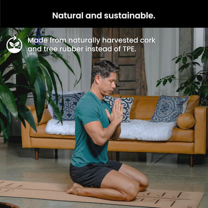 Luxury Cork Yoga Mat - Non Slip, Extra Thick Grip. Thicker, Longer, and Wider for More Comfort and Support. Tough Enough For Hot Yoga. Natural, Non Toxic, and Eco Friendly. Optional Alignment Lines.
