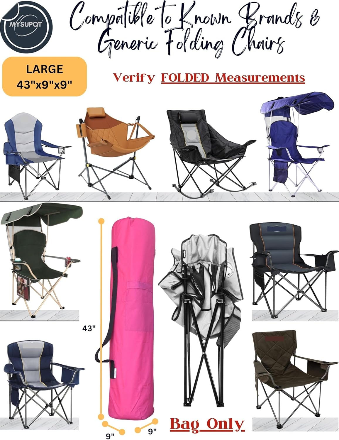 Replacement Bag for Folding Camping Chair, Portable Camp Chair, Hammock, Yoga Mat, Umbrella, Tents, Tripods, Fishing Poles - 420D Oxford Polyester Fabric
