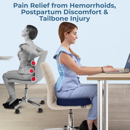 5 STARS UNITED Donut Pillow Hemorrhoid Tailbone Cushion – Large Floor Cushion for Pain Relief – Coccyx, Prostate, Sciatica, Pelvic Floor, Pressure Sores, Pregnancy, Postpartum Recovery, Black