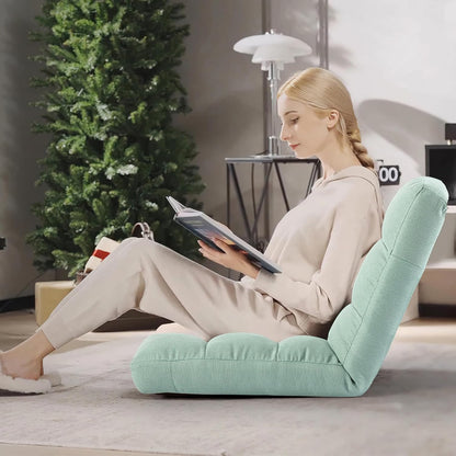 Floor Chair with Back Support Folding Chair with 6 Adjustable Position, Padded Sleeper Bed, Floor Gaming Chair, Meditation Chair for Adults
