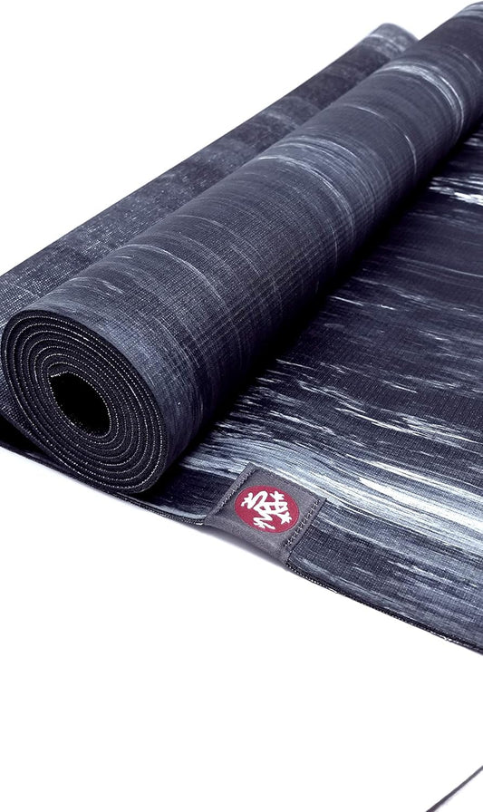 Manduka Natural Rubber Yoga Mat with Wet Grip 3mm Thick and 24" x 68" Area, Biodegradable and Sustainable, Keeps Grip When Wet (Black)