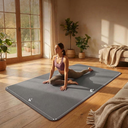 FrenzyBird Large Yoga Mat 6'x 4'（72”x 48”）—1/4" &1/3" Extra Wide Exercise Mat 183cm x 122cm Large Exercise Mat Big Home Yoga Mat Pilates Mat,Non Slip,Thick,TPE Workout Mat,for Women & Men, Yoga, Pilates, Gym and Floor Workouts Pilates