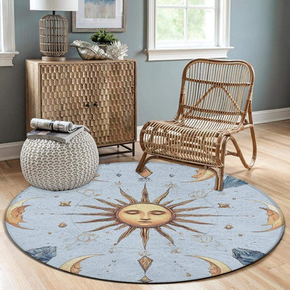 Machine Washable Modern Round Area Rug, Room Sofa Yoga Soft Round Carpet, Home Decor Non Slip Kitchen Office Circle Rug Union Jack Flag UK Mandala Art, 60inch