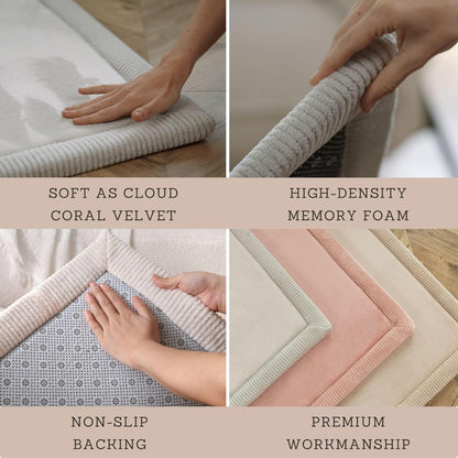Hakuna Matte CloudSoft Mat for Floor 60" x 80" Beige – Coral Velvet Memory Foam Rug – Non-Slip, Water-Resistant