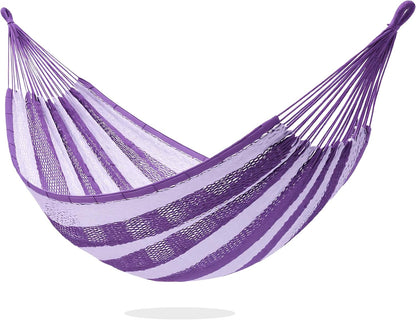 PNAEUT Handwoven Mayan Hammocks, Double Rope Hammock for Outdoor Outside & Indoor, Thick Soft 600 lbs Capacity Heavy-Duty, Includes Tree Straps, Carabiners & Carrying Bag (Nature, X-Large)